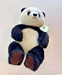 Vintage 13” Panda Bear Plush Sun & Star Japan Realistic 1977