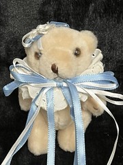 VTG House of Lloyd Bear W/Blue Bows Bear 5”Collectible Plush Fully Jointed NICE