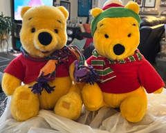 x2 Vintage Disney Winnie the Pooh Plush (1998 Autumn Season & Christmas) (D)