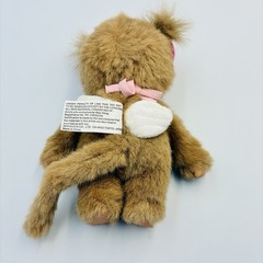 Monchhichi Sekiguchi Girl Doll Heart Angel Wings Pink Bib Valentine 7.5″ RARE