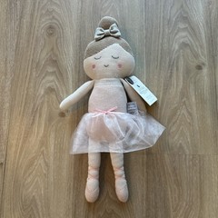 Living Textiles Emma Ballerina Doll Cotton Fabric Knitted Toy Rattle Pink