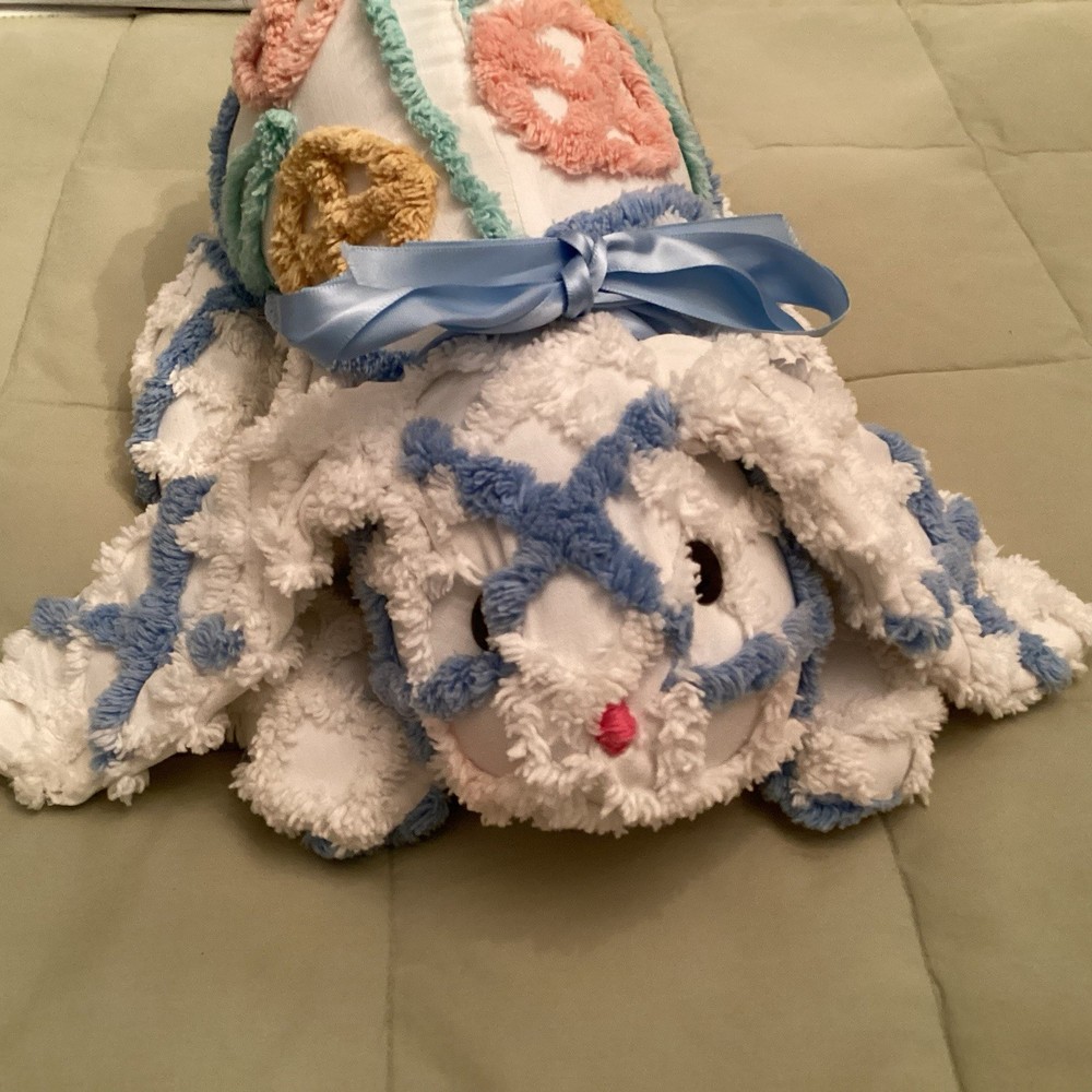 Blue Moon Vintage Patchwork Bunny Plush Chenille Bedspread Look