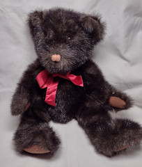 Russ Berrie Dickens Black Teddy Bear w/ Red Bow Tie Plush Soft Stuffed Animal