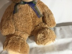 First & Main Brown Bear 1797 Dean Plush 20 In Stuffed Green Blue Silver Ribbon