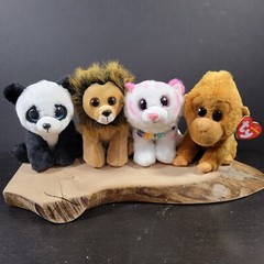 TY VelveTy Beanie Boos Lot 4 Baboo Panda Cecil Lion Tabor Cat Monroe Ape Clean