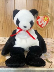 Ty Beanie Babies Fortune Panda Vtg 1998 Plush Collectible with Protective Dome