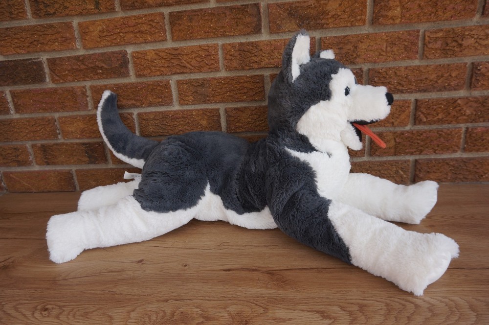 IKEA Large Floppy HUSKY Puppy Dog Wolf Plush Stuffed Animal Gray White Doll 26″