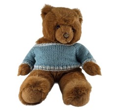 1987 Vtg JCPenney Gund Brown Teddy Plush Bear Stuffed Animal 20 in Blue Sweater