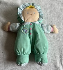 SB Sammy Goldberger Toy Plush Mint Green White Stripes Blonde Baby Doll Asthma