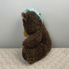 Brown White Tan Horse Pony Plush Stuffed Animal Toy Blue Mane Curly Shaggy Fuzzy