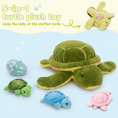 5Pcs Turtle Stuffed Animals with Babies Inside, 17.5 Inch Cute Stuffed Turtle Pl
