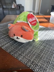 Anirollz Foxiroll 9″ Green Dinosaur Eating OrangeFox Plush New With Tags