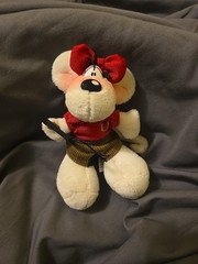 Htf Vintage Diddl Diddlina Red Bow Plush Key Chain / Bag Charm Fast Shipping