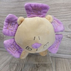 Baby Ganz Yellow Lion Waggle Rattle Head Purple Mane Plush Rattle Stuffed Animal