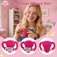 Vkeyinf Handmade Stuffed Uterus Plush Toy – Funny Emotional Support Crochet U…
