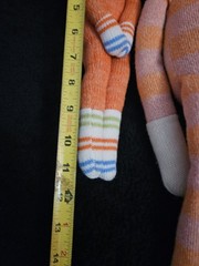 Lot 3 Orange Knit Sock Monkey Plush Stuffed Animals- 18″ Striped – 15″ And 11″
