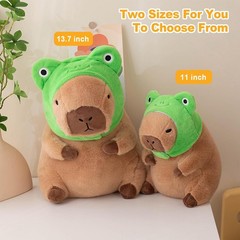 Ditucu Cute Capybara Plush Pillow with Wearable Frog 11 inch,