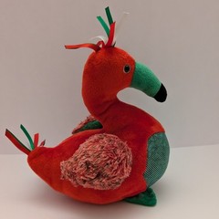 Ganz Webkinz Christmas Holidoodle Plush Red Green Stuffed Animal Bird HM739