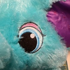 Goffa Bright Eyes Pet Elephant Plush By Blip Toys Aqua n’Purple Ear w Glitter