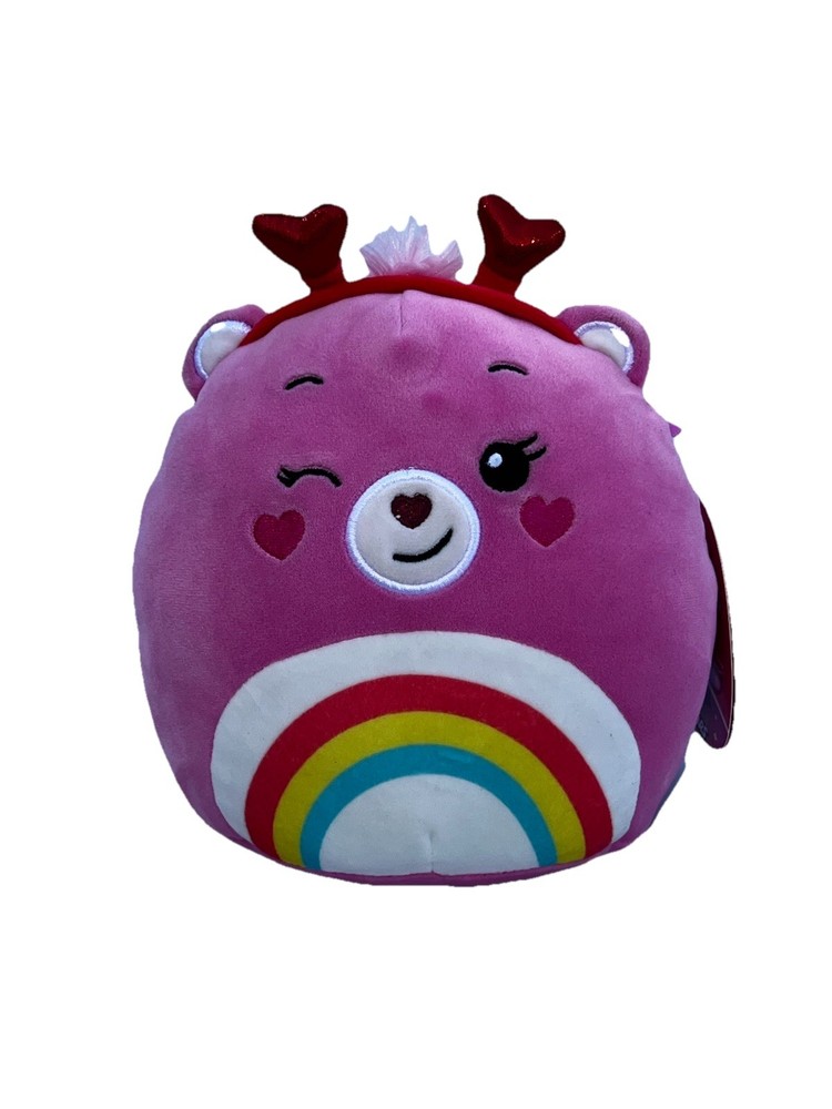 Squishmallows Care Bears Cheer Bear 8 Inch Rainbow Tummy Soft Plush Pink NEW