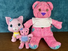 Lot 3: 1996 Tyco Doodle Bears 8”, 16″, 2011 Fisher Price Doodle Kitty Pink Plush