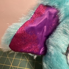 Goffa Bright Eyes Pet Elephant Plush By Blip Toys Aqua n’Purple Ear w Glitter