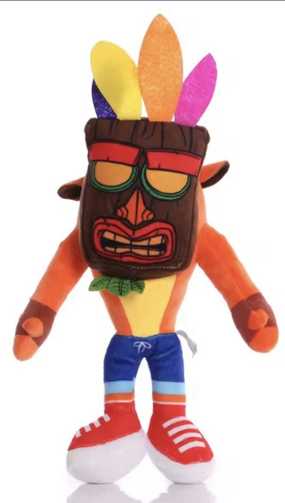 Crash Bandicoot Masked Wolf W/ Aku Aku Mask 10” Stuffed Plush Video Game Toy