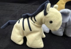 o’o’o . Set of 4 . Stuffed Animals . Giraffe, Elephant, Lion, Zebra