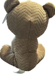 HUGFUN INTERNATIONAL PLUSH TEDDY BEAR TAN CHEVRON PATTERN SITTING TEDDY BEAR