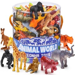 60 Piece Mini Zoo Animal Toy With Gift Box, Realistic Small Plastic Animal