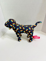 Victoria’s Secret Pink Heart Shape Rainbow Dog Plush Black 7″ 2019