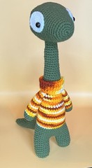 Handmade Crochet Dinosaur Plush 13″ Brontosaurus Turtleneck Sweater Amigurumi
