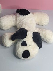 Cuddle Zone Commonwealth Puppy Dog Plush Stuffed 2000 White With Black Floppy