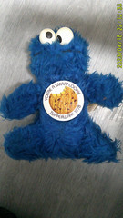 Vintage 1978 Sesame Street Cookie Monster Plush w/HTF Tupperware Button 7 1/2″