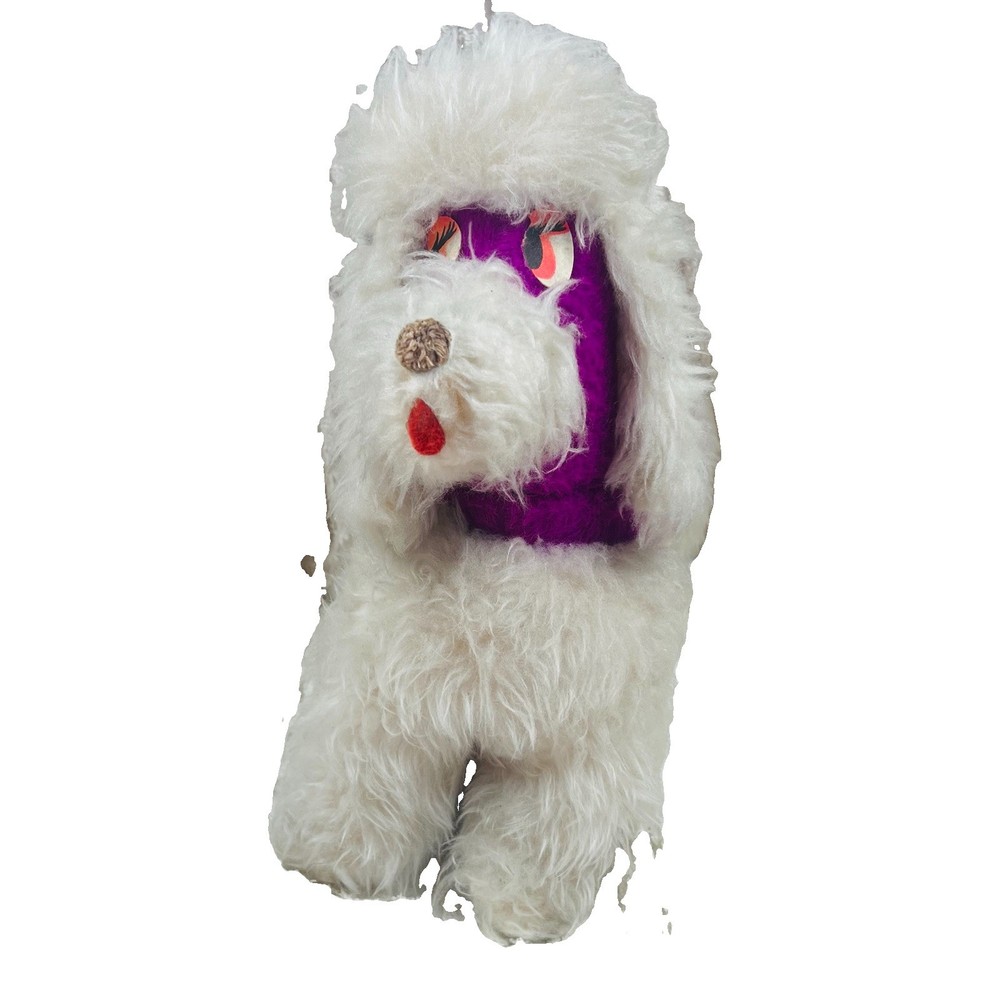 Vintage ’50s ’60s Purple Poodle Carnival Prize Stuffed Dog Animal Plush
