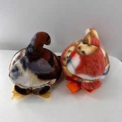 Handmade Felt Cat Plush Bow Tie Multicolored 6 Inch Cute Round Design Set Of 2