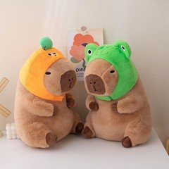 Ditucu Cute Capybara Plush Pillow with Wearable Frog 11 inch,