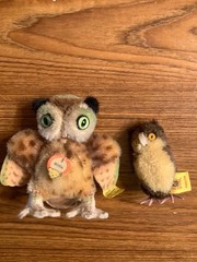 Vintage Steiff Wittie Owl plus owl wooly miniature owl, IDs