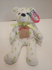 Vintage 1999 Lucky Bears Lotto Lottery 8” Plush Beanbag Ticket Clip Attached