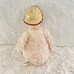 Vintage Plush Easter Duck 14” inch Pink W/Brown Legs Burgundy Trim Straw Hat