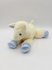 Aurora Baby Lamb Plush Blue Satin Embroidered Eyes Floppy Soft Cream Doll 12”