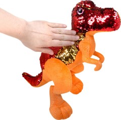 15″ T-Rex Dinosaur – Reversible Sequins – Orange, Red, Gold