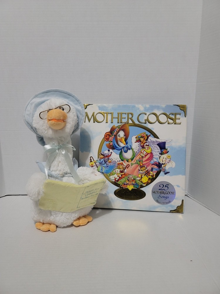 CUDDLE BARN Talking Mother Goose PLUSH 14″ Nursery Rhymes Animated Book Bundle