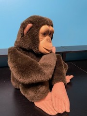 Vintage 1992 Hosung Monkey Chimp Hand Puppet Plush 13” Vinyl Face Squeaker EUC