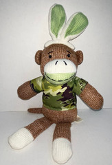 Dan Dee Sock Monkey 12 in Easter Rabbit Ears Green Camo Shirt
