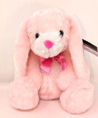 Hug & Luv Smart Living Light Pink Easter Bunny with Dark Pink Bow 10″