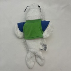 Webkinz White Seal Fuzzy Green T Shirt HM023 Ganz Plush 10″ Lovey Toy No Code