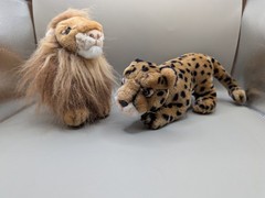 Jungle Joe’s Safari Friends Cheetah & Lion Stuffed Talking Plush 1998 (Works)