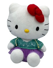 HELLO KITTY Sanrio Blip Toys Teal Shirt Purple Tutu Dress 9″ Plush Red Bow 2014