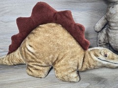 Lot Of 2 Vintage Animal Fair T-Rex & Stegosaurus Dinosaur Plush. Upright Stiff
